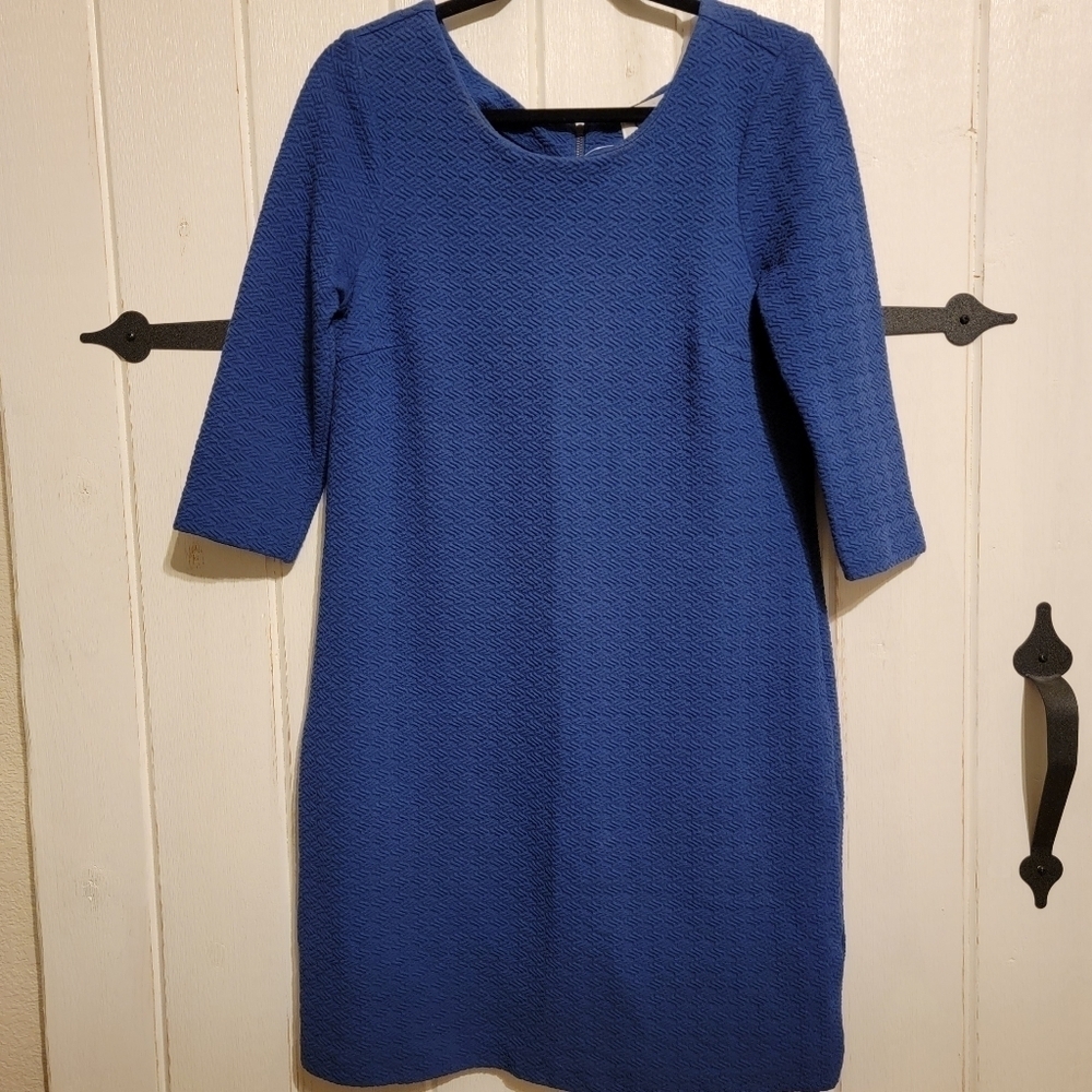 Ganni Anthropology Dress Textured Royal Blye Midi Size Medium